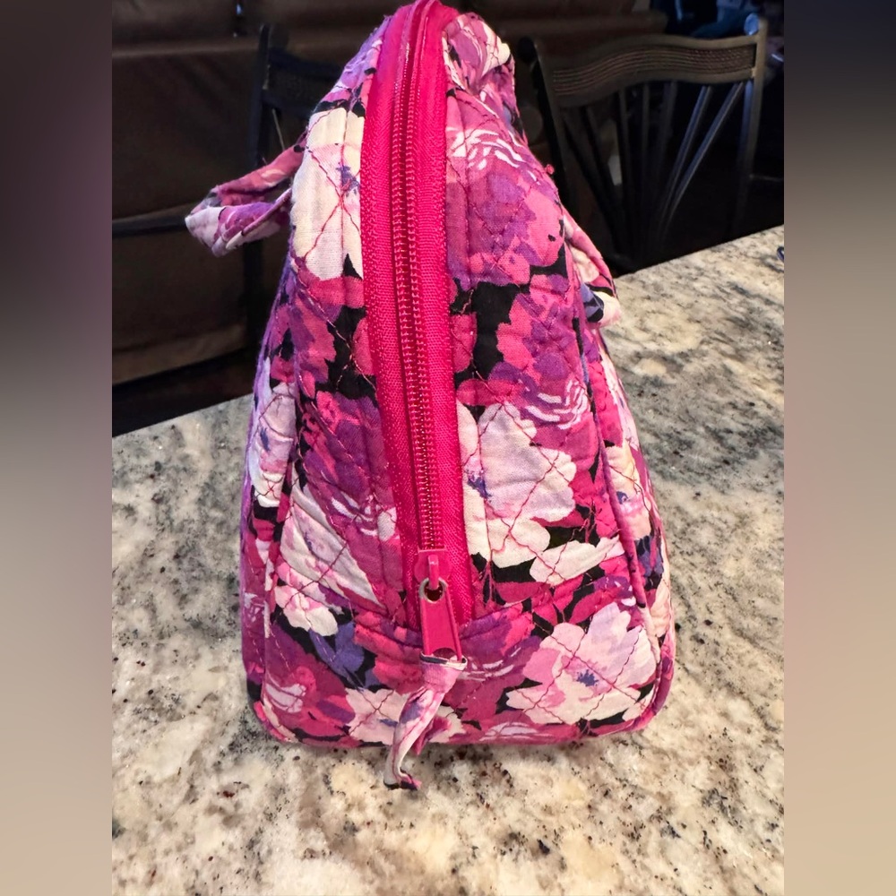 Floral Pink Quilted fabric lunch bag like new 9x9in - Picture 5 of 6